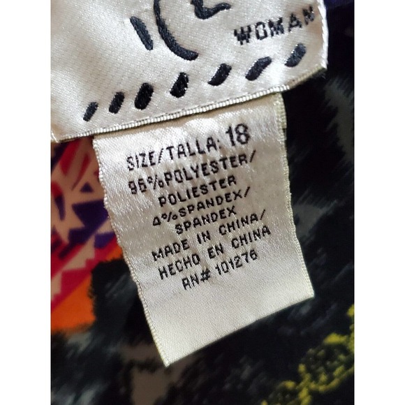 ILE Women's Multicolor Polyester Boat Neck Long Sleeve Knee Length Dress Size 18 - Picture 9 of 12